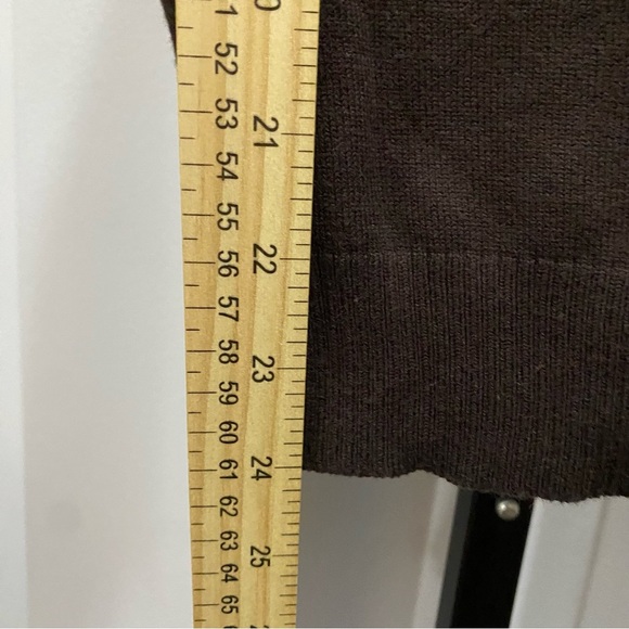 Zara Chocolate Brown V Neck Sweater Size Large Knit - Picture 5 of 6